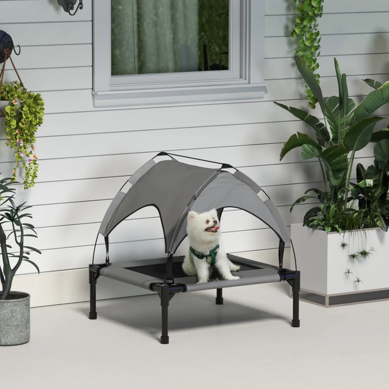PawHut Cooling Raised Pet Bed w/ Washable Breathable Mesh, for Small Medium Dogs, 76 x 61 x 69.5cm - Light Grey