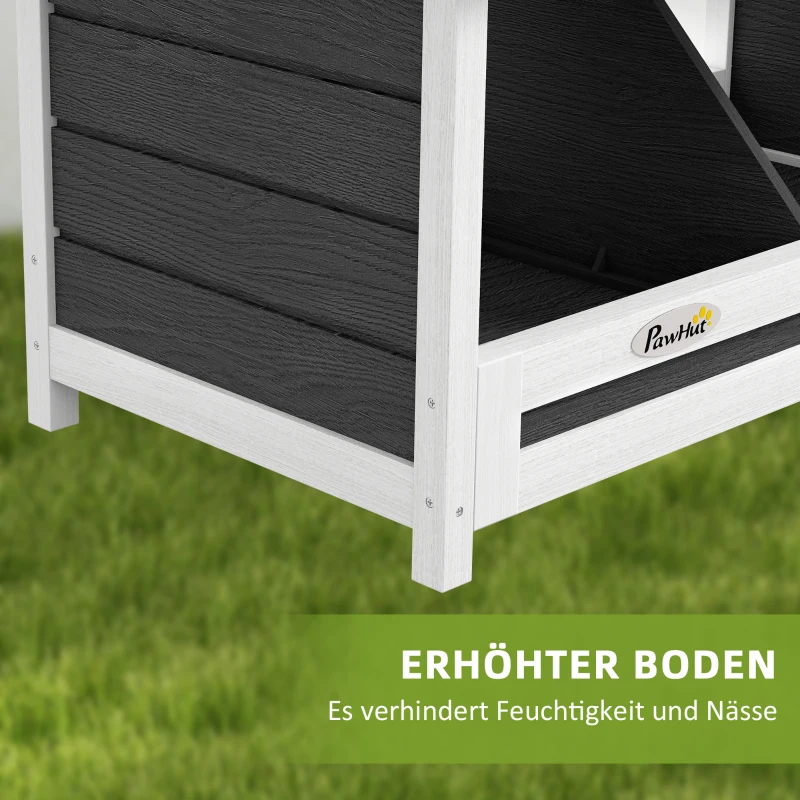 PawHut Legnest voor Kippen Hühnernest, weerbestendig, asfaltdak, 66 x 37 x 34 cm, Natuur + Zwart