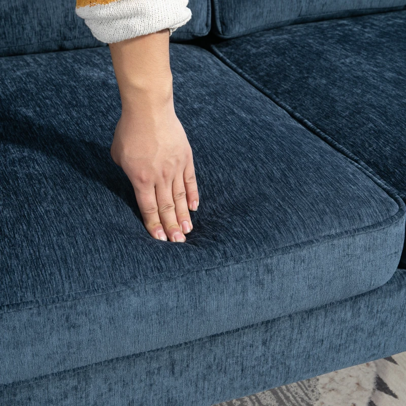 HOMCOM Sofá de Canto com Chaise Longue em Forma de L Estofado em Poliéster para Sala Capacidade 250 kg 215x142x88 cm Azul