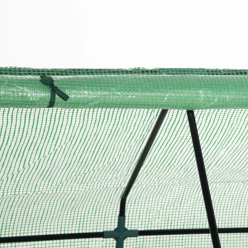 Outsunny Mini Serre de Jardin Serre à tomates mini serre tunnel avec carré Potager toit pointu - Acier Thermo-laqué, tôle d'acier ondulée, PE Haute densité Anti-UV - fenêtre zippée Enroulable Vert