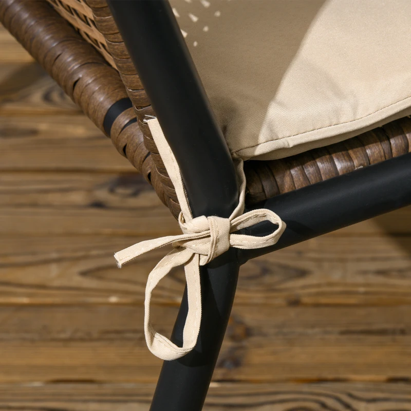 Outsunny Conjunto de Jardim de 4 Peças em Vime Sintético com 2 Poltronas 1 Sofá de 2 Lugares e 1 Mesa de Vidro Temperado Multicolor