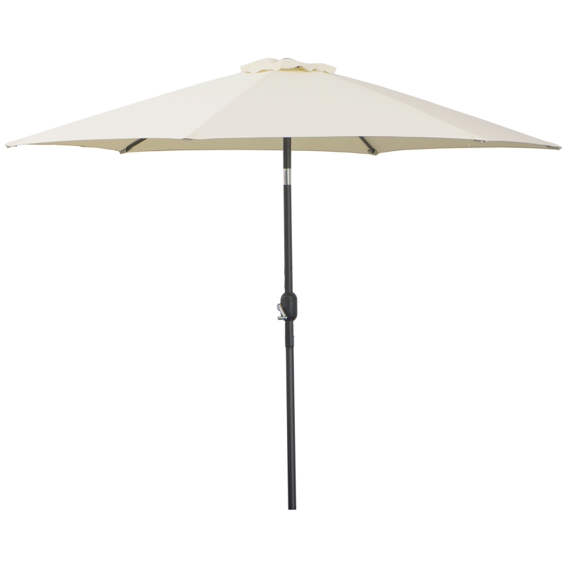 Outsunny 2.7M Patio Tilt Umbrella Sun Parasol Outdoor  Garden Sun Shade Aluminium Frame with Crank（Cream White）
