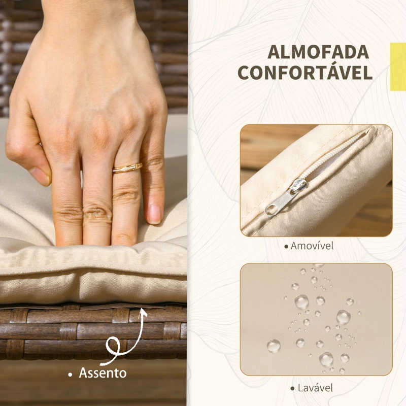 Outsunny Conjunto de Jardim de 4 Peças em Vime Sintético com 2 Poltronas 1 Sofá de 2 Lugares e 1 Mesa de Vidro Temperado Multicolor