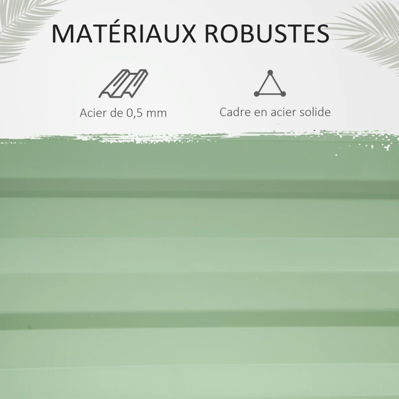 Outsunny Mini Serre de Jardin Serre à tomates mini serre tunnel avec carré Potager toit pointu - Acier Thermo-laqué, tôle d'acier ondulée, PE Haute densité Anti-UV - fenêtre zippée Enroulable Vert