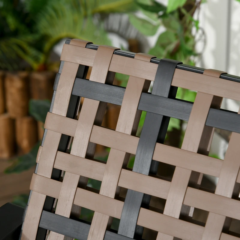 Outsunny Conjunto de Jardim de 4 Peças em Vime Sintético com 2 Poltronas 1 Sofá de 2 Lugares e 1 Mesa de Vidro Marrom e Preto