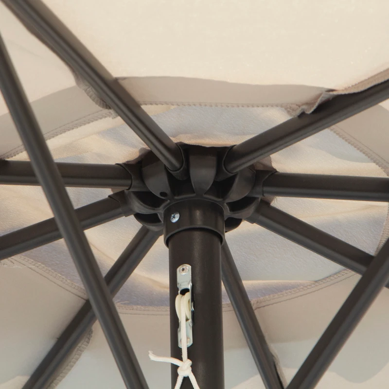 Outsunny 3m Parasol Patio Umbrella, Outdoor Sun Shade with Tilt and Crank Handle for Balcony, Bench, Garden, Light Grey