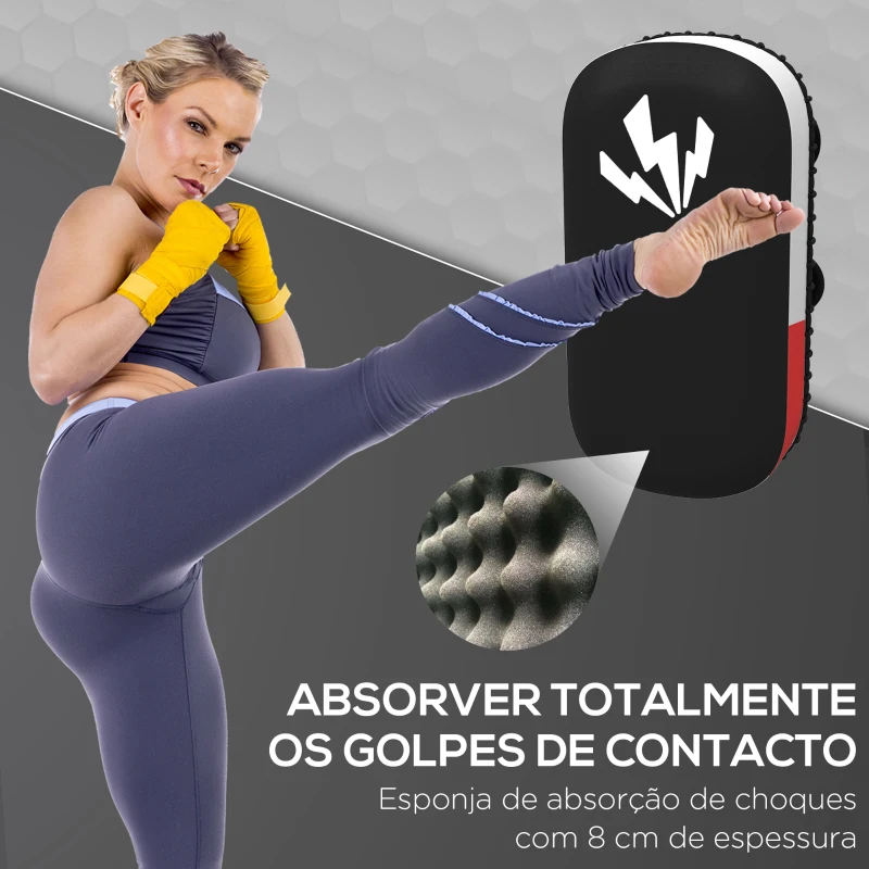 SPORTNOW Escudo de Golpe para Boxe Thai Pads 38x20x18 cm para Treinos de Boxe Kickboxing Muay Thai Kárate Preto