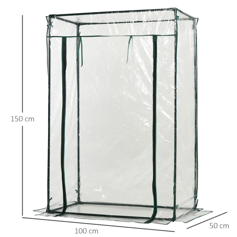 Outsunny Serre de Jardin Serre à tomates 1L x 0,5l x 1,5H m Porte zippée déroulante Acier thermolaqué PVC Haute densité 140 g/m² Anti-UV