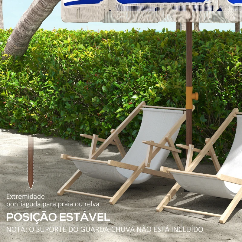 Outsunny Chapéu de Sol de Praia Ø190x210 cm com 8 Varas Abertura Manual Anti-UV Impermeável e Bolsa de Transporte para Jardim Creme