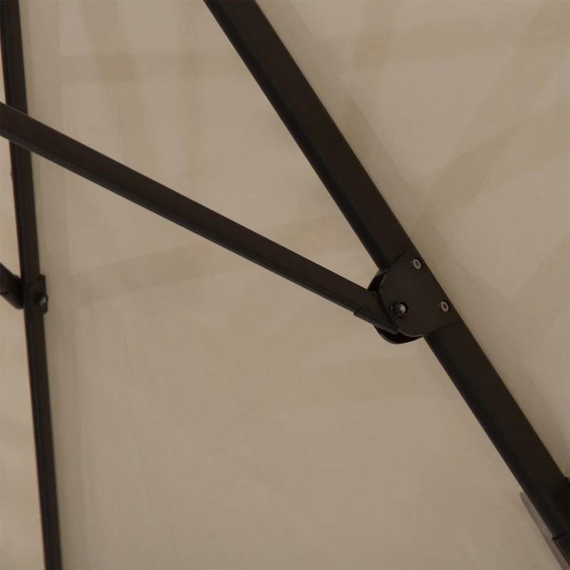 Outsunny 3M Roma Umbrella Sun Shade Cantilever Hanging Parasol w/ Cross Base Hand Crank Aluminium Frame 360° Rotation - Beige