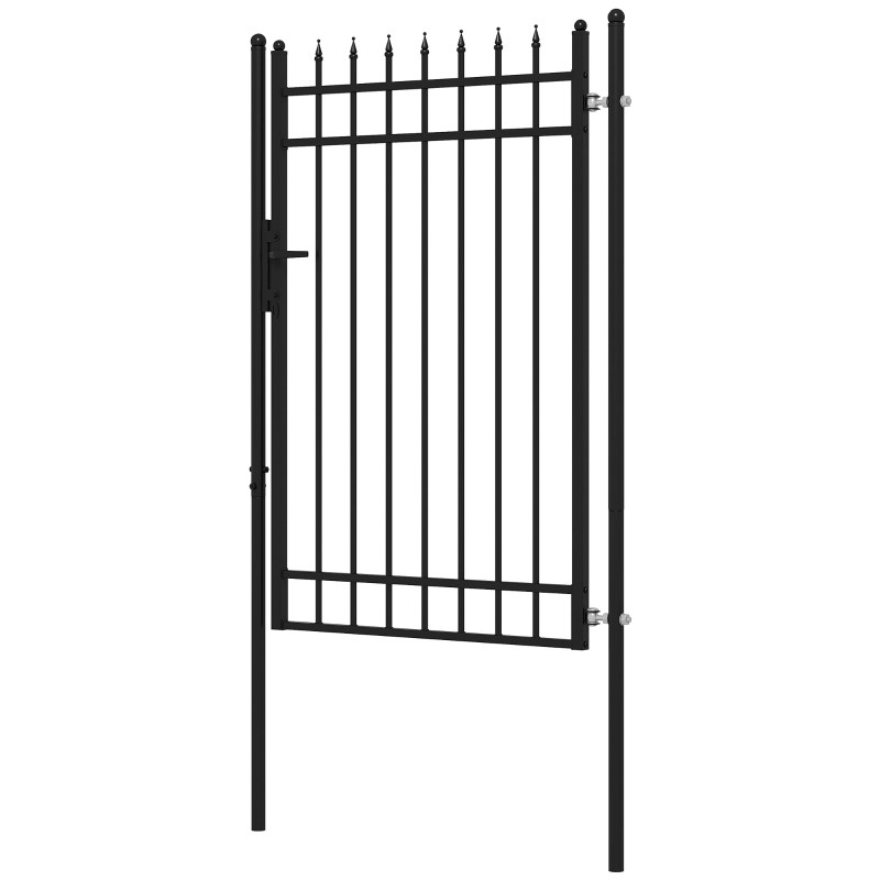 Outsunny Porta para Vedação de Jardim de Aço com Decoração de Setas Fechadura e Chaves Porta para Exterior Pátio 107x204 cm Preto