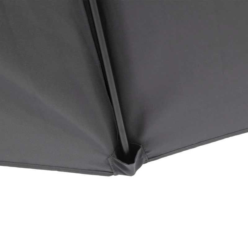 Outsunny 3(m) Half Parasol Semi Round Umbrella Patio Metal Frame Crank Handle for Balcony-- NO BASE INCLUDED, Grey