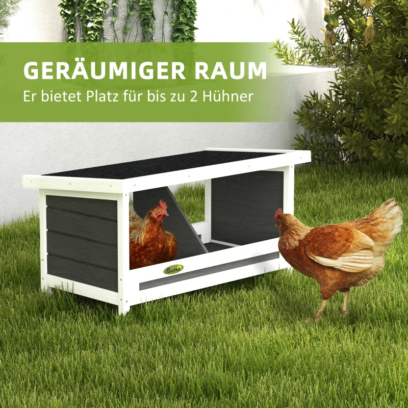 PawHut Legnest voor Kippen Hühnernest, weerbestendig, asfaltdak, 66 x 37 x 34 cm, Natuur + Zwart