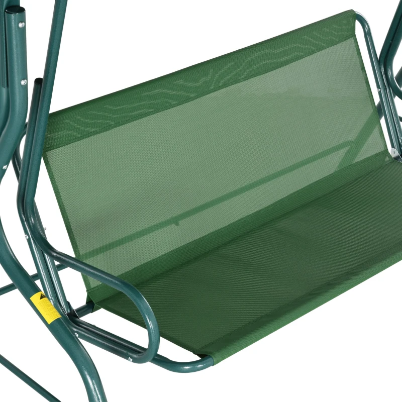 Outsunny Baloiço de Jardim de 2-3 Lugares com Almofada Toldo Ajustável Terraço Patio Capacidade 240kg 170x110x153cm Verde e Branco