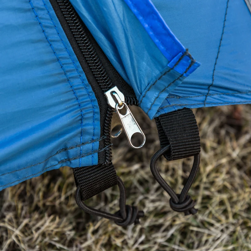 Outsunny Tenda de Campismo para 2-3 Pessoas Tenda de Campismo com Janelas 2 Bolsos e Bolsa de Transporte 300x250x130 cm Cinza e Azul