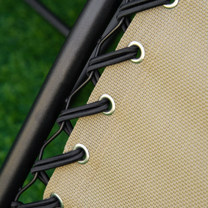 Outsunny 3pcs Folding Zero Gravity Chairs Sun Lounger Table Set w/ Cup Holders Reclining Garden Yard Pool, Beige