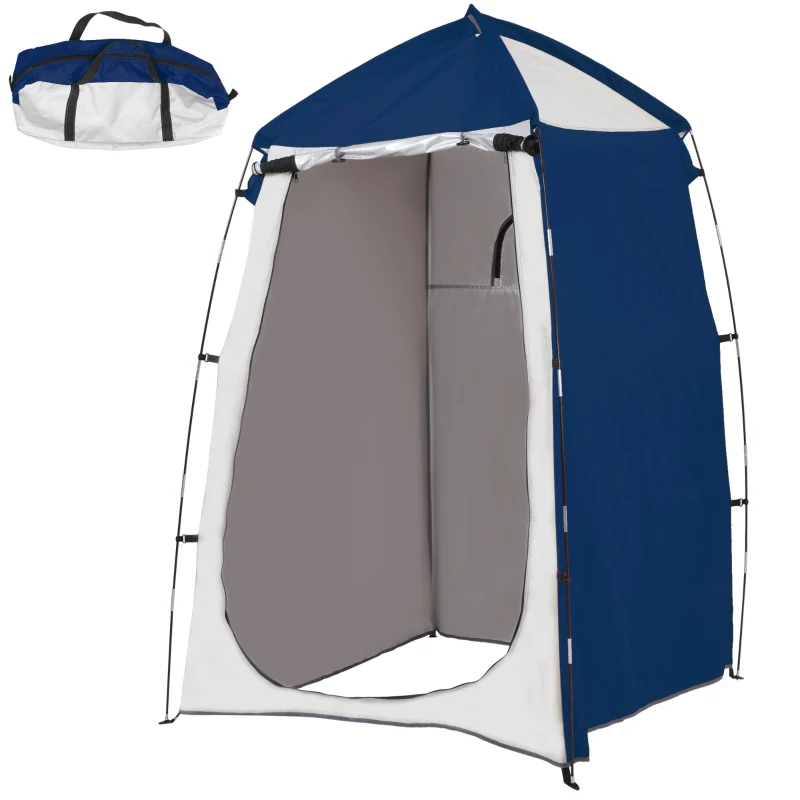 Outsunny Tenda de Duche Campismo Portátil UV+25 Tenda para Casa de Banho Trocador com Janela e Bolsa de Transporte 123x121x98cm Azul