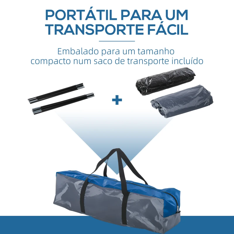 Outsunny Tenda de Campismo para 2-3 Pessoas Tenda de Campismo com Janelas 2 Bolsos e Bolsa de Transporte 300x250x130 cm Cinza e Azul