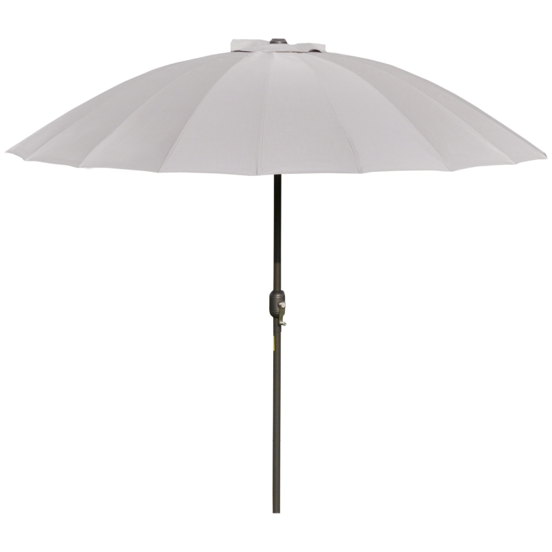 Outsunny Chapéu de Sol de Jardim Ø2,5x2,4 m com Manivela Manual Mastro Flexível Impermeável e 18 Varas para Exterior Cinza