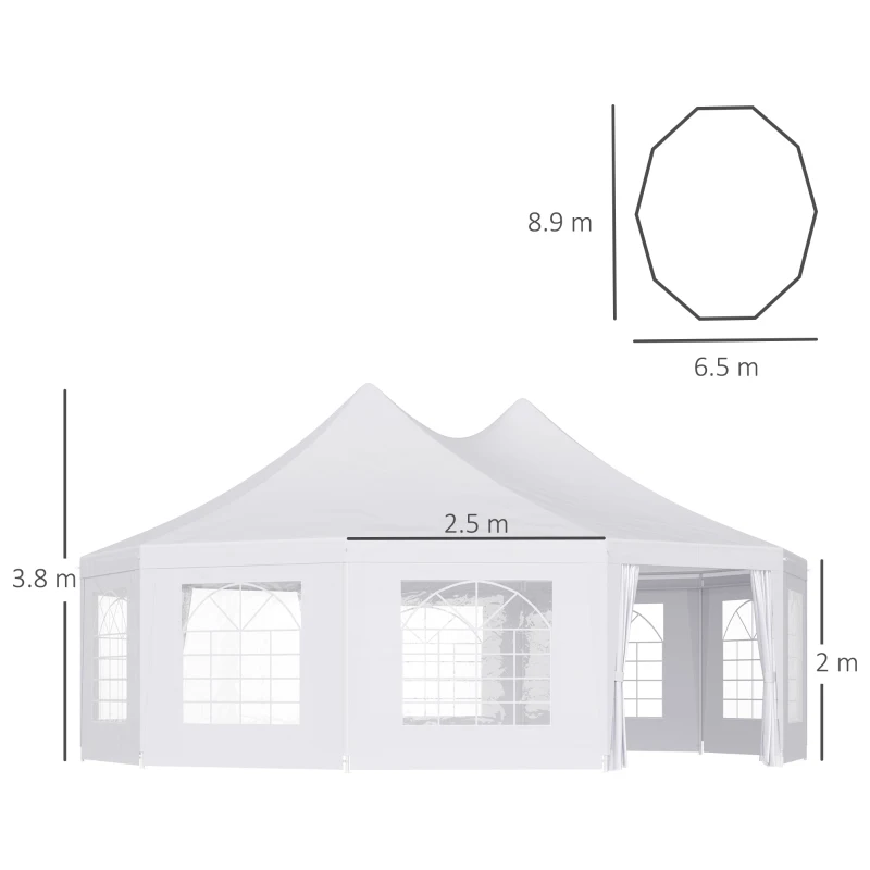 Outsunny 9x7m Waterproof Marquee Canopy-White