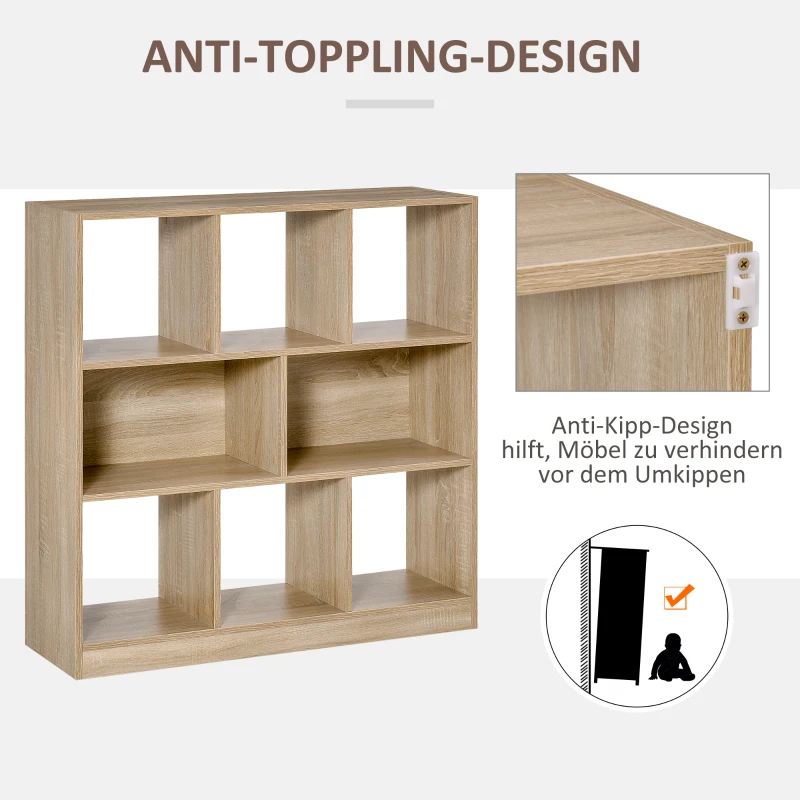 HOMCOM Boekenkast Plank Staande Plank, 8 Planken, 97,5 x 30 x 100 cm, Eikenoptiek