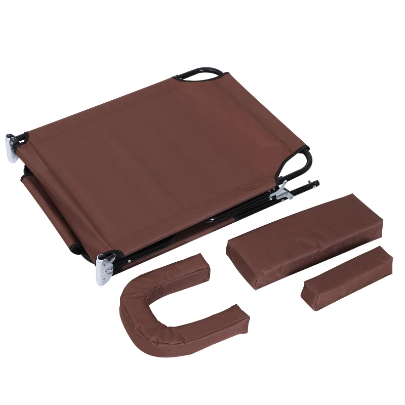 Outsunny Outdoor Foldable Sun Lounger, 4 Level Adjustable Backrest Reclining Sun Lounger Chair with Pillow and Reading Hole, Brown