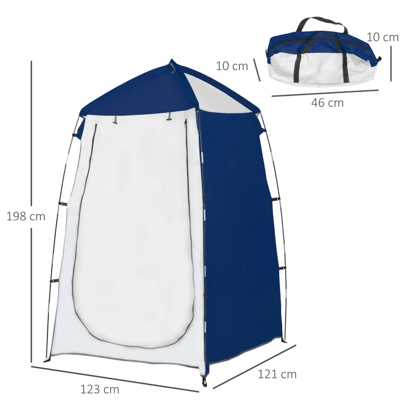 Outsunny Tenda de Duche Campismo Portátil UV+25 Tenda para Casa de Banho Trocador com Janela e Bolsa de Transporte 123x121x98cm Azul
