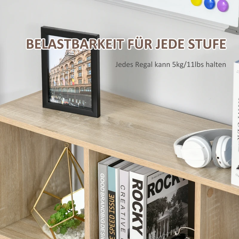 HOMCOM Boekenkast Plank Staande Plank, 8 Planken, 97,5 x 30 x 100 cm, Eikenoptiek