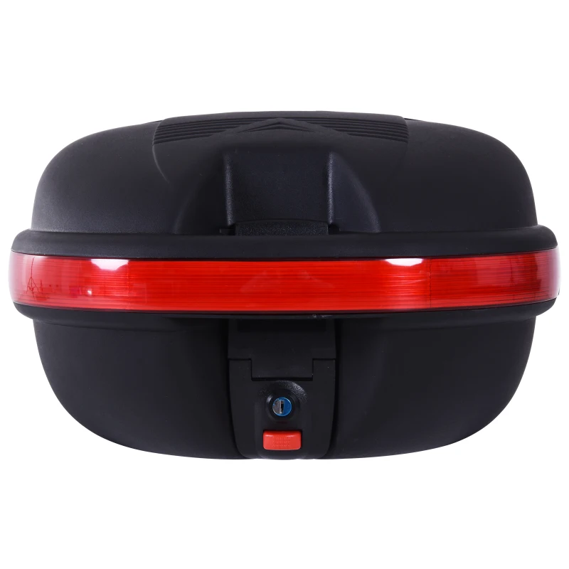 HOMCOM Bauletto Moto Universale 30L + Chiavi e Accessori, 45x39x28cm, Nero e Rosso