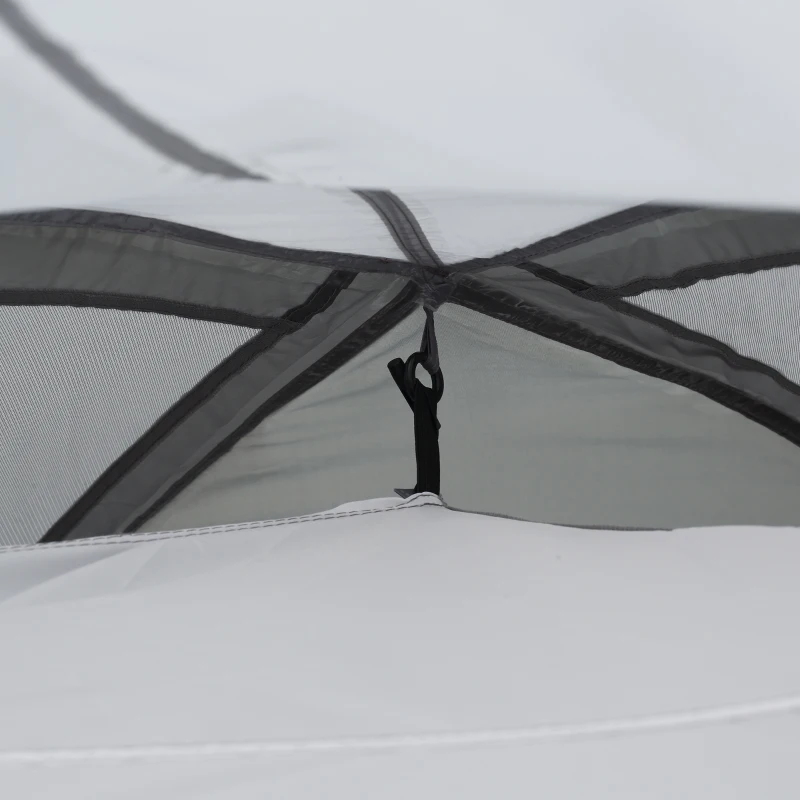 Outsunny Cort pentru Camping 2 Persoane, Cort Cupola Extensibil cu Usi si ferestre, 350x220x145cm, Gri