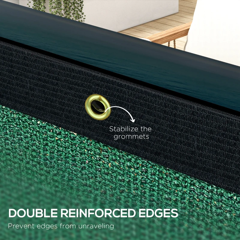 Outsunny Paravan Gard, Paravan cu Rezistență la Vânt, Plasă de Umbrire pentru Grădină cu Ochiuri de Alama, 15x2 m, Verde