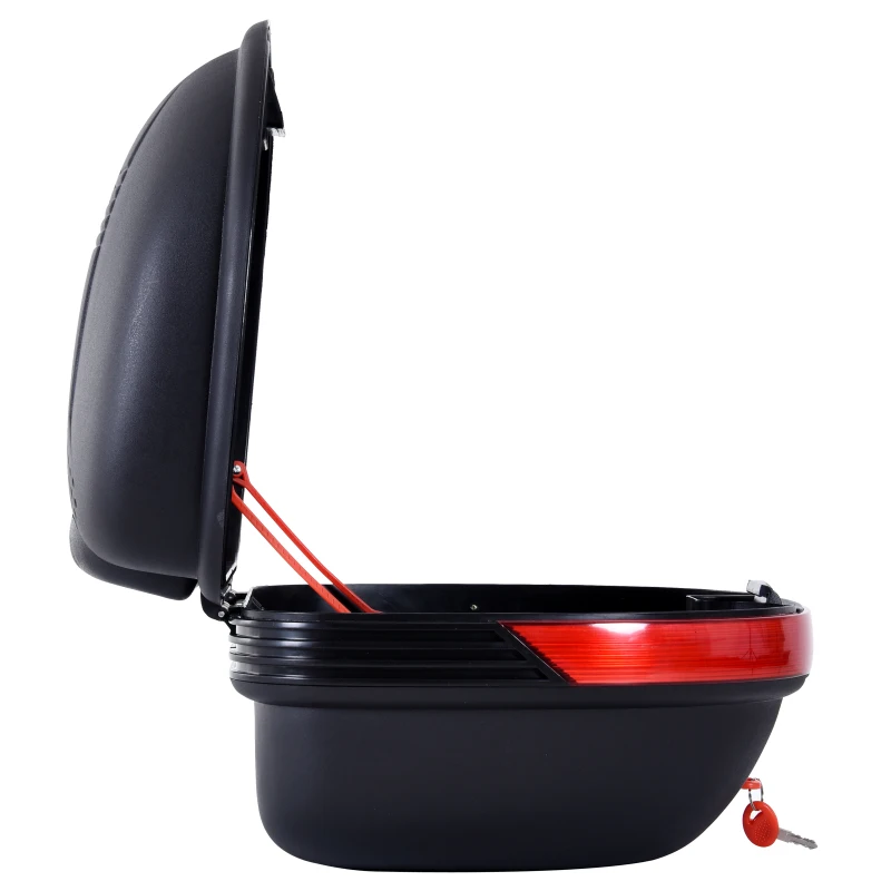 HOMCOM Bauletto Moto Universale 30L + Chiavi e Accessori, 45x39x28cm, Nero e Rosso