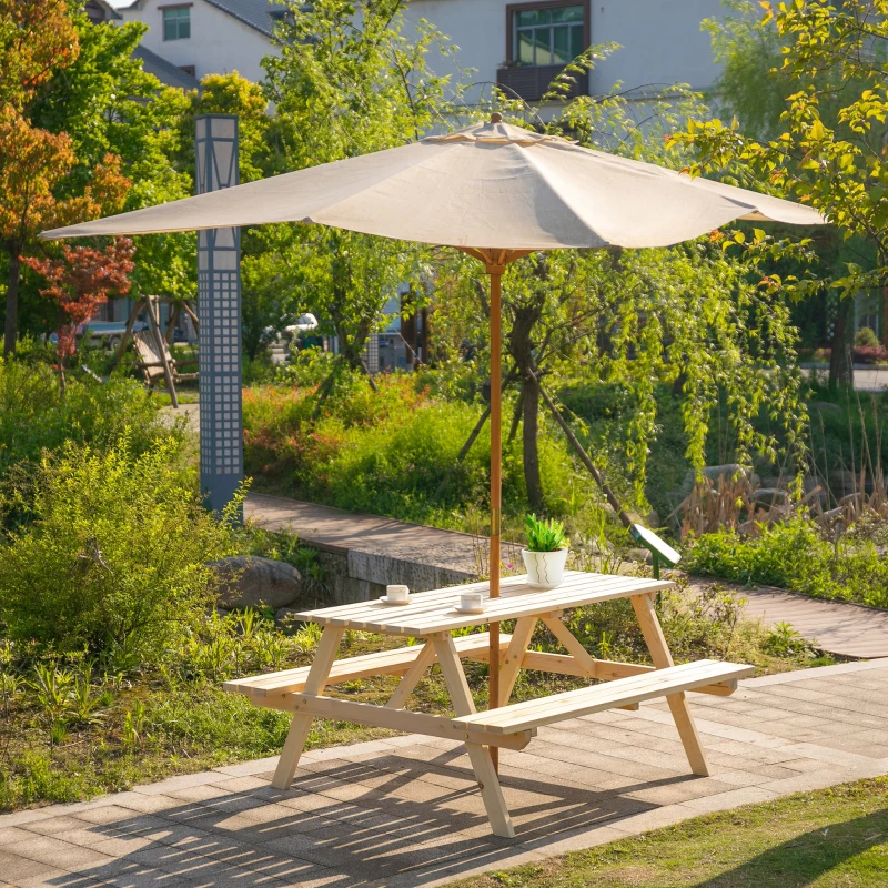 Outsunny 4-Seater Wooden Picnic Bench Set-Fir Wood