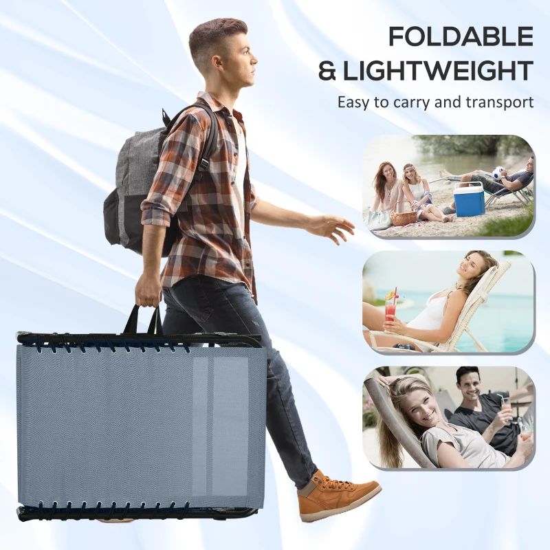 Outsunny Folding Sun Lounger, 3 Positions-Grey