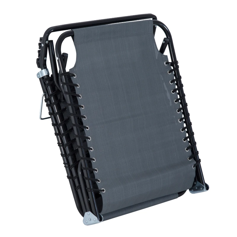 Outsunny Folding Sun Lounger, 3 Positions-Grey