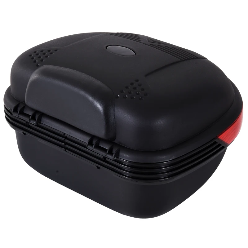 HOMCOM Bauletto Moto Universale 30L + Chiavi e Accessori, 45x39x28cm, Nero e Rosso