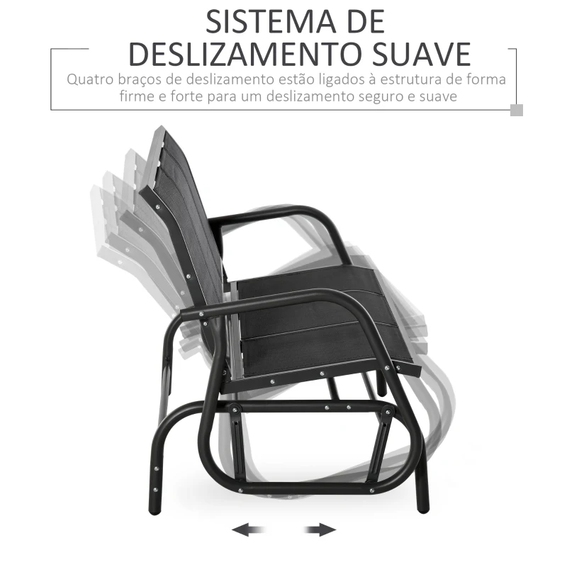 Outsunny Banco de Balanço para Jardim de 3 Lugares Banco de Baloiço com Apoios de Braços Capacidade 300 kg 151x75x85 cm Preto