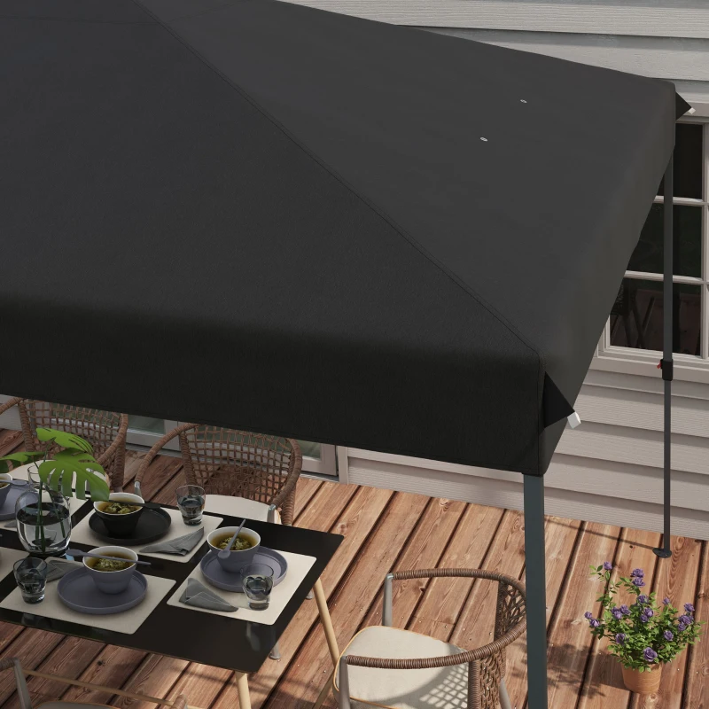 Outsunny Gazebo Pieghevole 3.6x3.6m con Apertura a Bottone, Altezza Regolabile e Borsa con Ruote, Nero