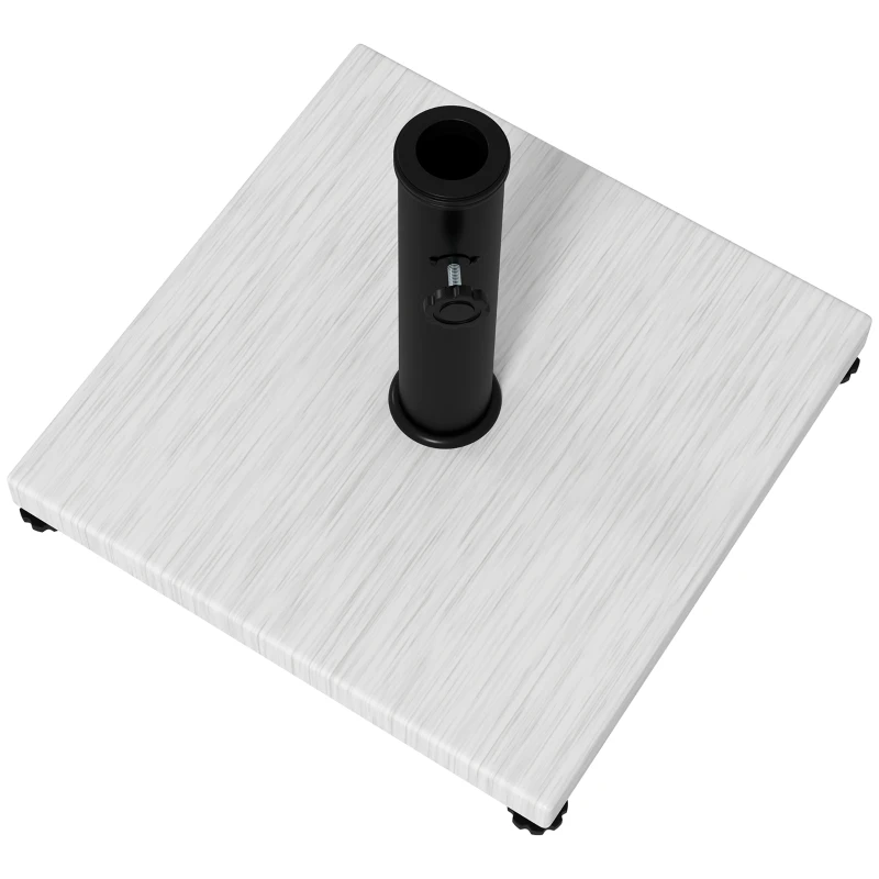Outsunny Baza pentru Umbrela de 25kg din Metal si Ciment, Postament pentru Umbrela de Gradina cu Finisaj Efect lemn Alb