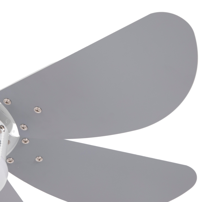 HOMCOM Ventilator de Tavan cu Lumină, Ventilator cu Montaj Incastrat, 6 Palete Reversibile și Întrerupător cu Lanț, Ø76x41.5 cm, Gri