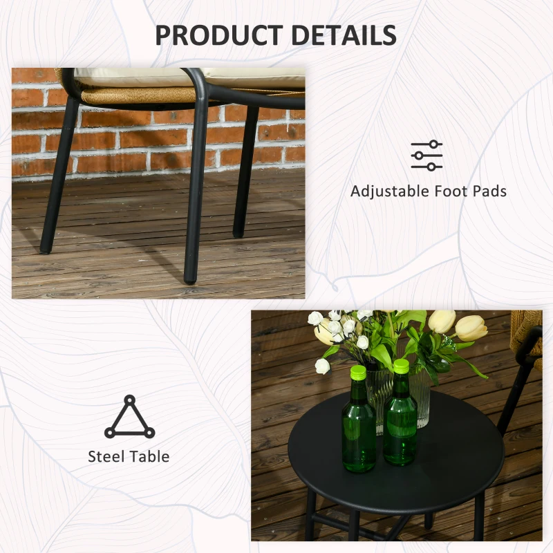 Outsunny Set pentru Bistro din 3 Piese pentru Terasa cu Scaun