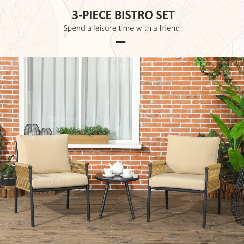 Outsunny Set de Mobilier de Terasa cu 3 Piese, Set de Mobilier