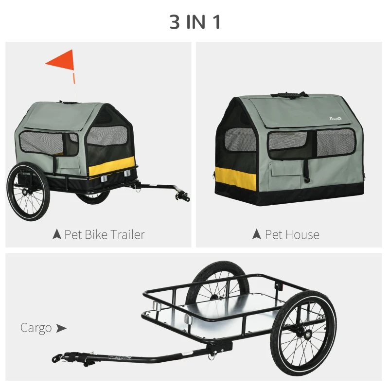 PawHut Remorca pentru Biciclete 3 in 1 pentru Caini, Transport