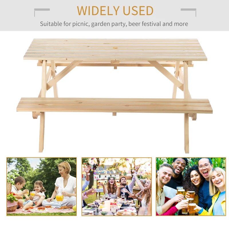 Outsunny 4-Seater Wooden Picnic Bench Set-Fir Wood