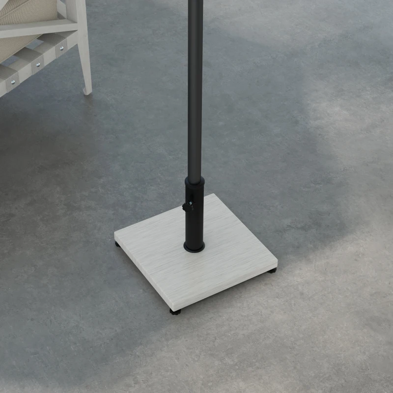 Outsunny Baza pentru Umbrela de 25kg din Metal si Ciment, Postament pentru Umbrela de Gradina cu Finisaj Efect lemn Alb