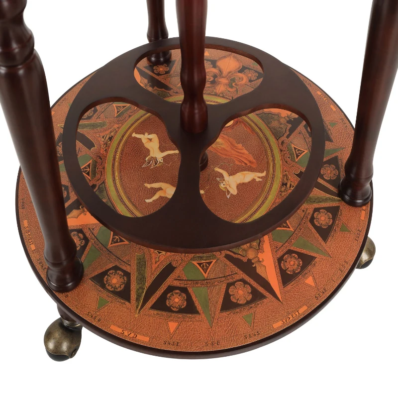 HOMCOM Globe Drinks Cabinet, Wine Trolley-Dark Yellow/Brown