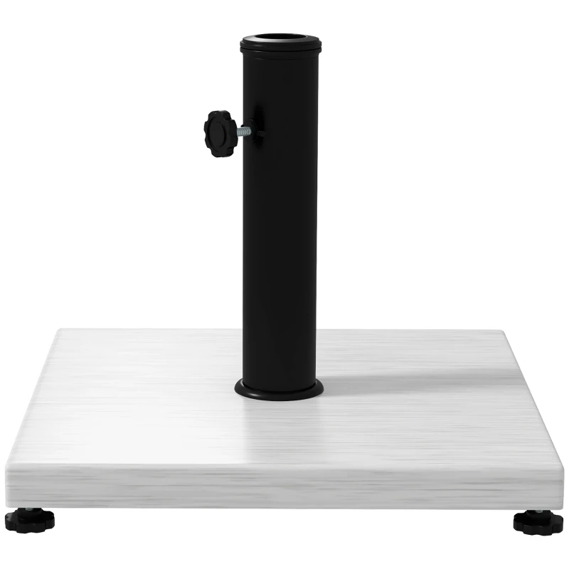 Outsunny Baza pentru Umbrela de 25kg din Metal si Ciment, Postament pentru Umbrela de Gradina cu Finisaj Efect lemn Alb