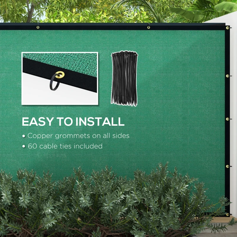 Outsunny Paravan Gard, Paravan cu Rezistență la Vânt, Plasă de Umbrire pentru Grădină cu Ochiuri de Alama, 15x2 m, Verde