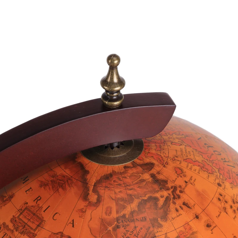 HOMCOM Globe Drink Cabinet Mini Bar Movable Double Deck Wine Bottle Stand Holder W/ 3 Wheels