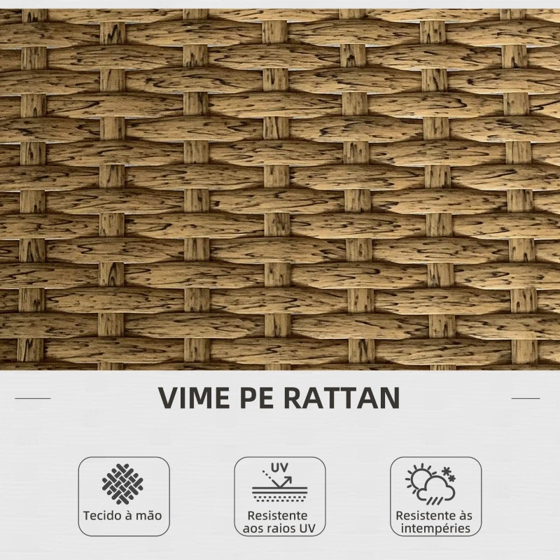 Outsunny Conjunto de Jardim de 3 Peças em Vime Sintético com 1 Sofá de 2 Lugares 1 Sofá de Canto e 1 Mesa de Centro Natural e Creme